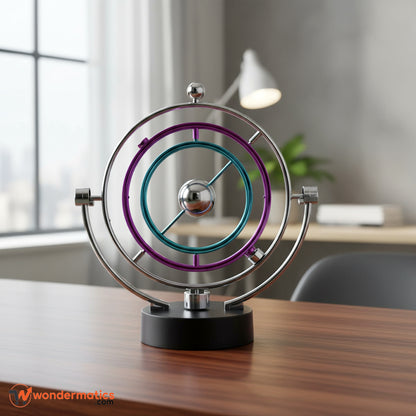Kinetic Orbit Desk Display – Golden Motion Sculpture for Office & Home Decor | Stress Relief & Conversation Starter