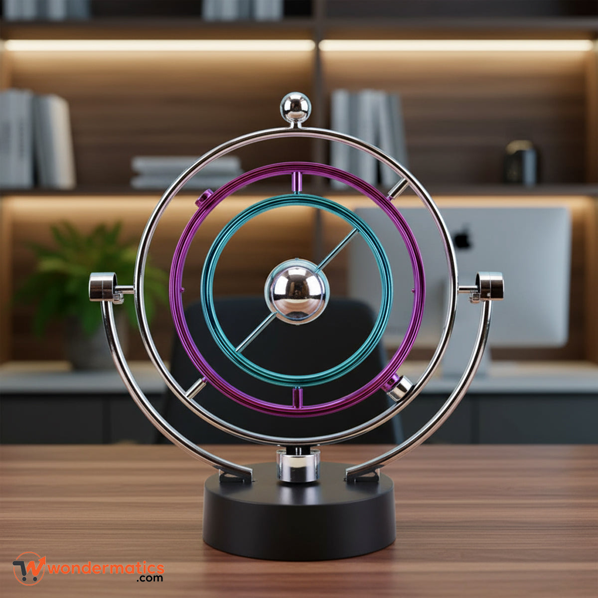 Kinetic Orbit Desk Display – Golden Motion Sculpture for Office & Home Decor | Stress Relief & Conversation Starter