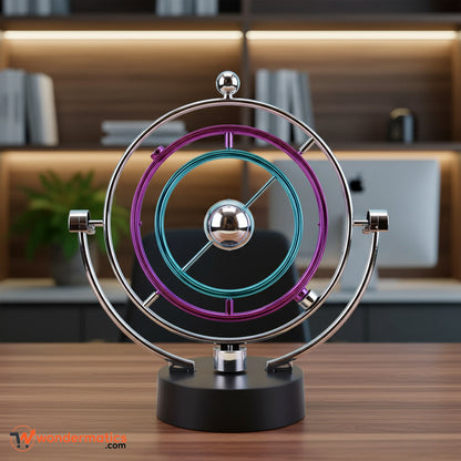 Kinetic Orbit Desk Display – Golden Motion Sculpture for Office & Home Decor | Stress Relief & Conversation Starter