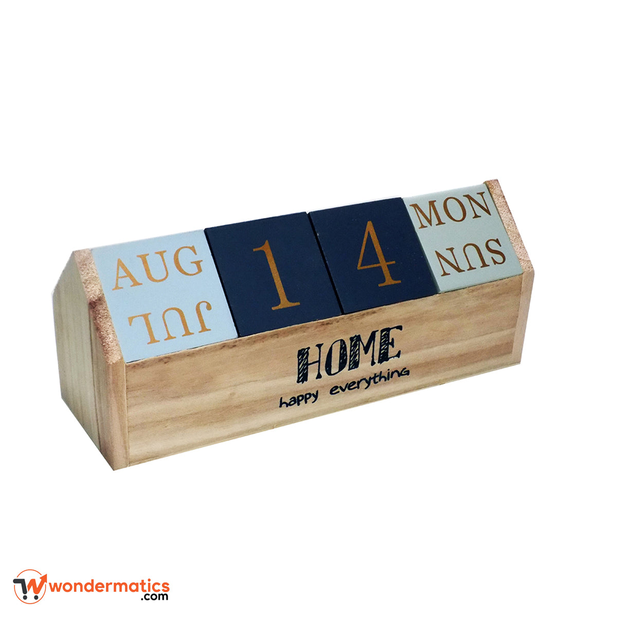 Wooden Perpetual Desk Calendar with Rotating Blocks – Reusable Month, Date & Day Display for Office & Home Decor