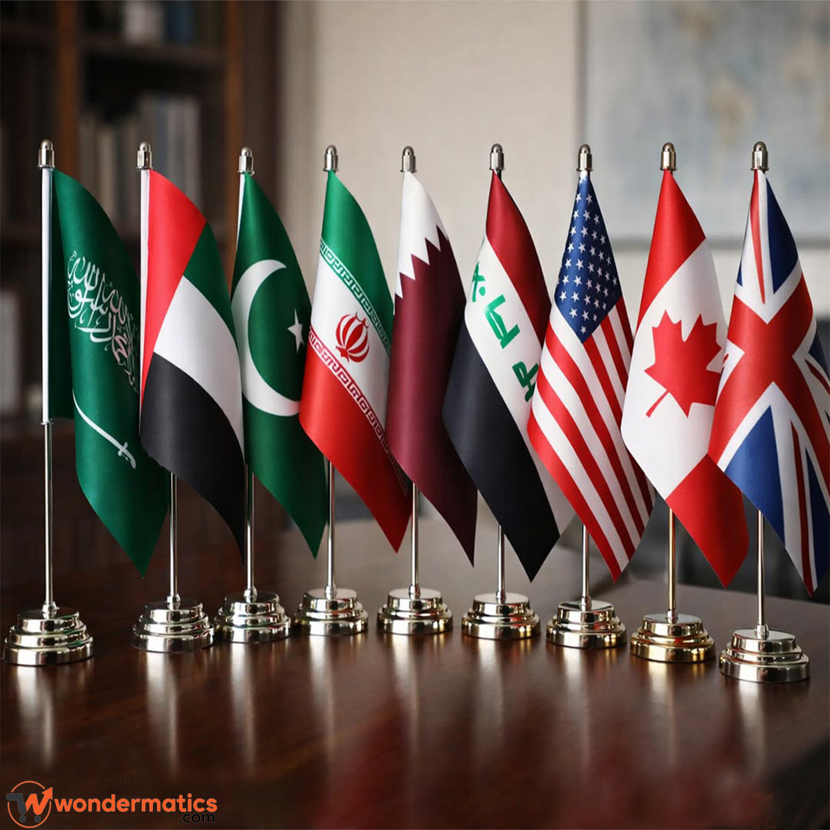 Miniature National Desk Flag with Stainless Steel Stand – Country Table Flags