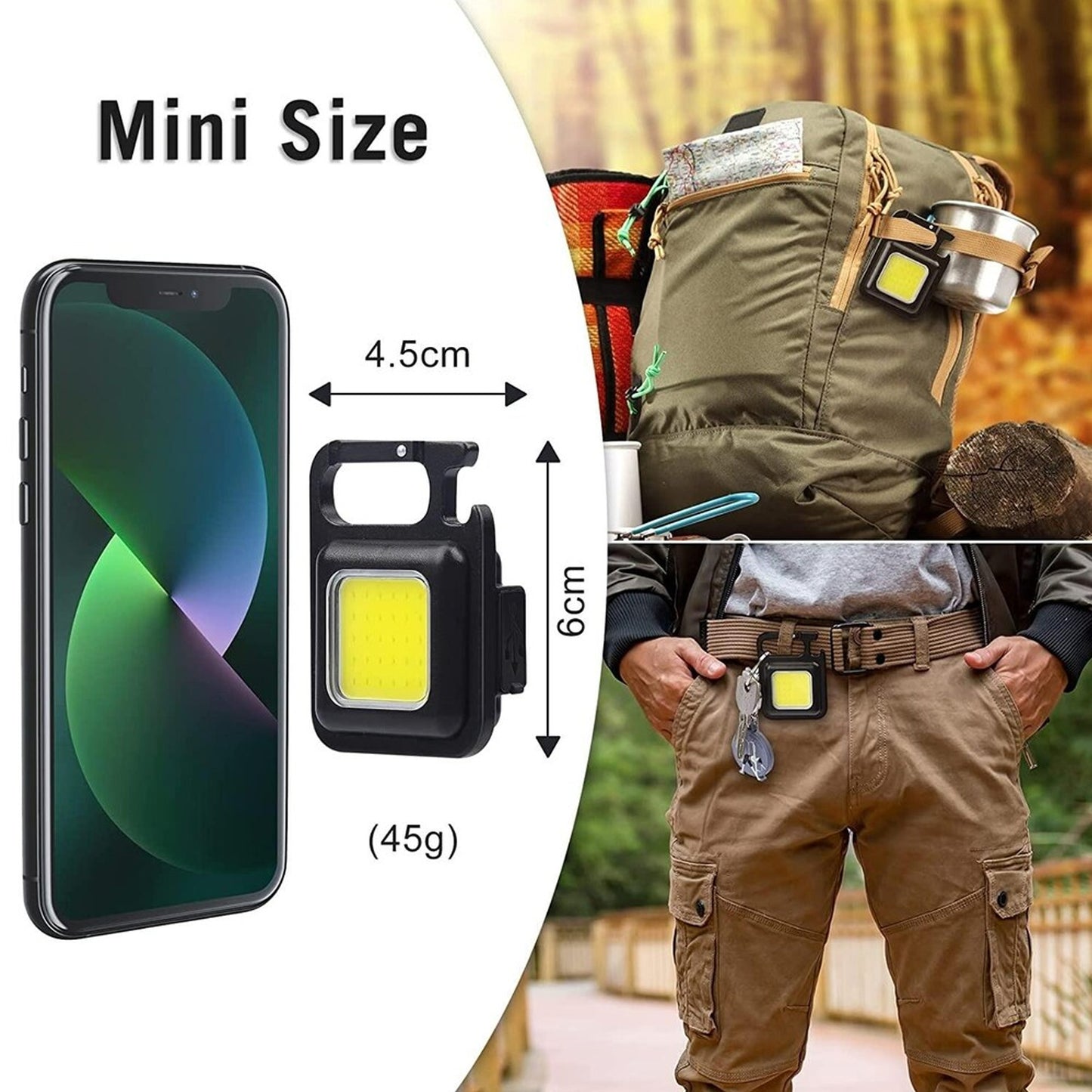 COB Rechargeable Keychain Light - Ultra-Bright, Compact LED Torch for Convenience on the Go - Perfect for Camping, Emergency, and Everyday Use