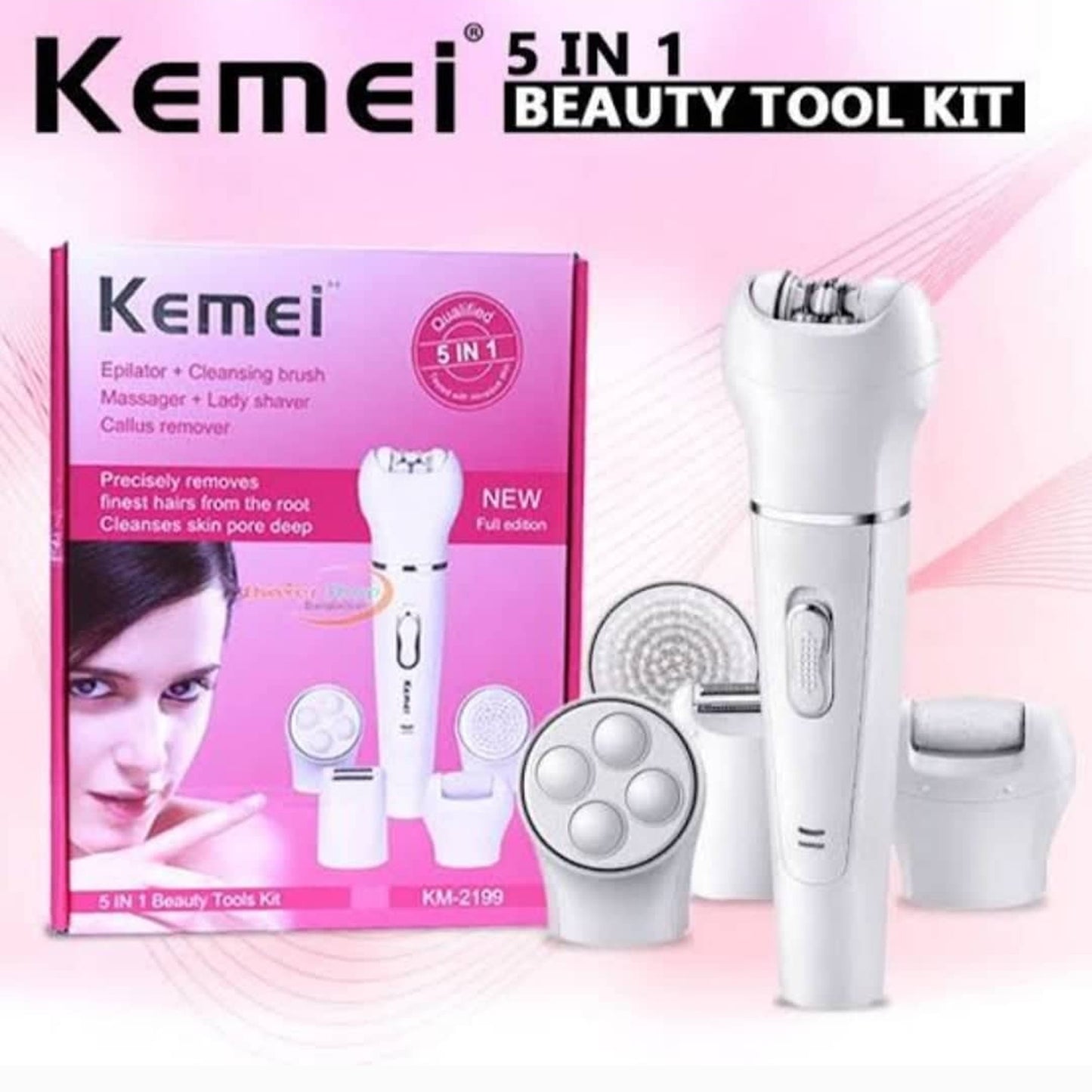 Kemei 5-in-1 Beauty Tool Kit - Versatile Grooming Essentials for Hair, Face, and Body - Salon-Quality Results at Home