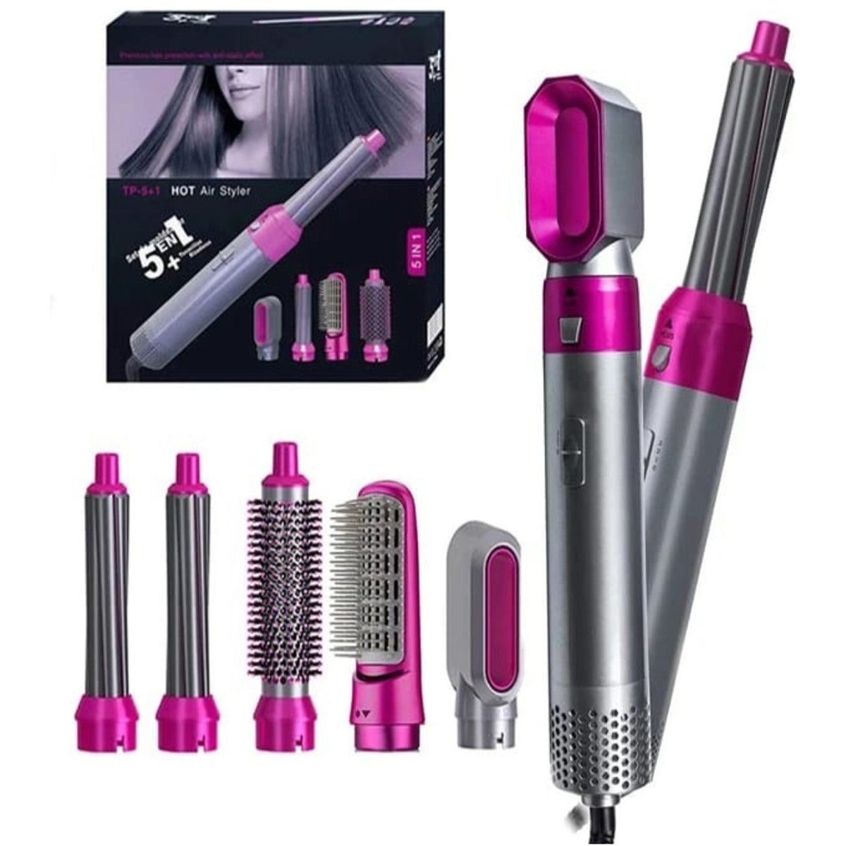 5 in 1 hair styler with dryer, curler, straightener, volumizer, and smoother attachments for all hair types in Pakistan