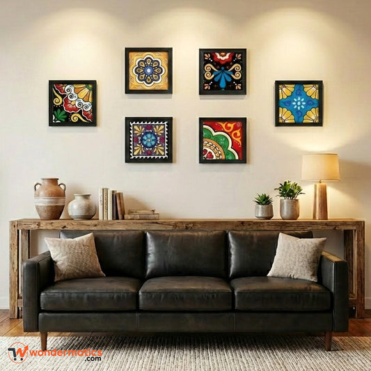 6 pcs black picture frames set for living room wall decoration