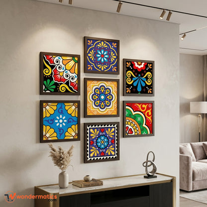 small 6x6 inch black frames with artistic prints for gallery wall