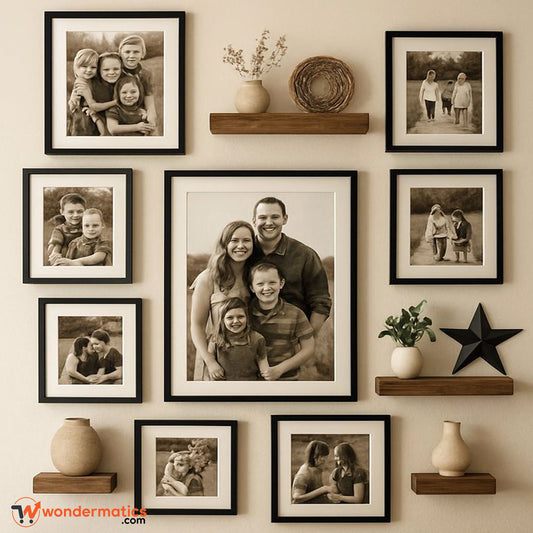 8 Pcs Black Picture Frame Set for Wall Décor – Customizable Photo Frames with HD Print