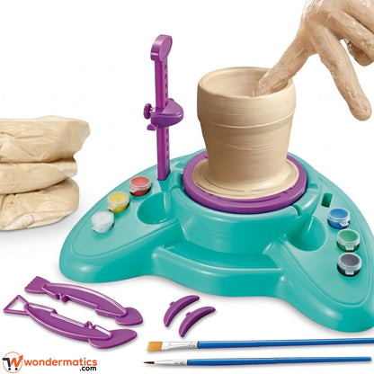 Purple sculpting and trimming tools included in the pottery workshop set
