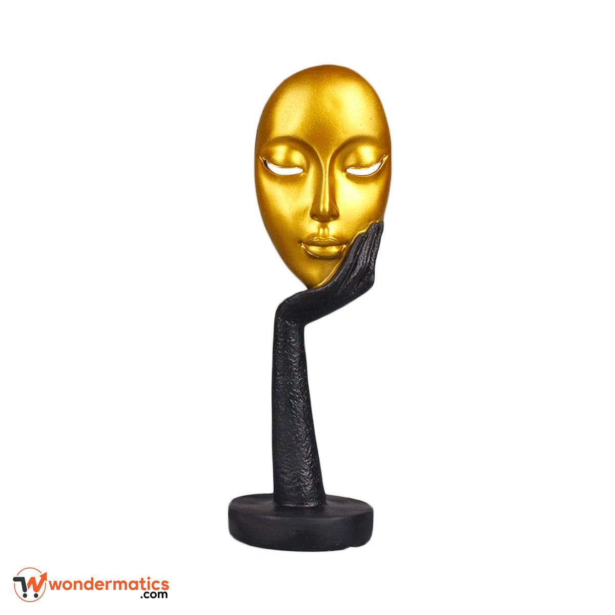 Abstract gold face resin sculpture – modern art decoration for stylish interiors