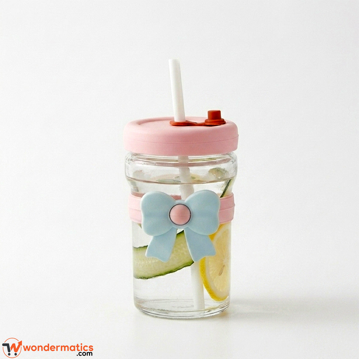 Aesthetic bow-knot glass cup available in pink color