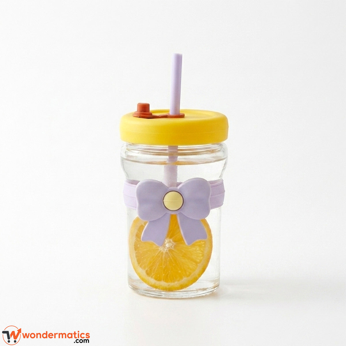 Aesthetic bow-knot glass cup available in yellow color