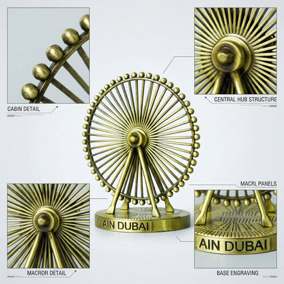 Metal build of the Ain Dubai Ferris Wheel model highlighted as a feature shot
