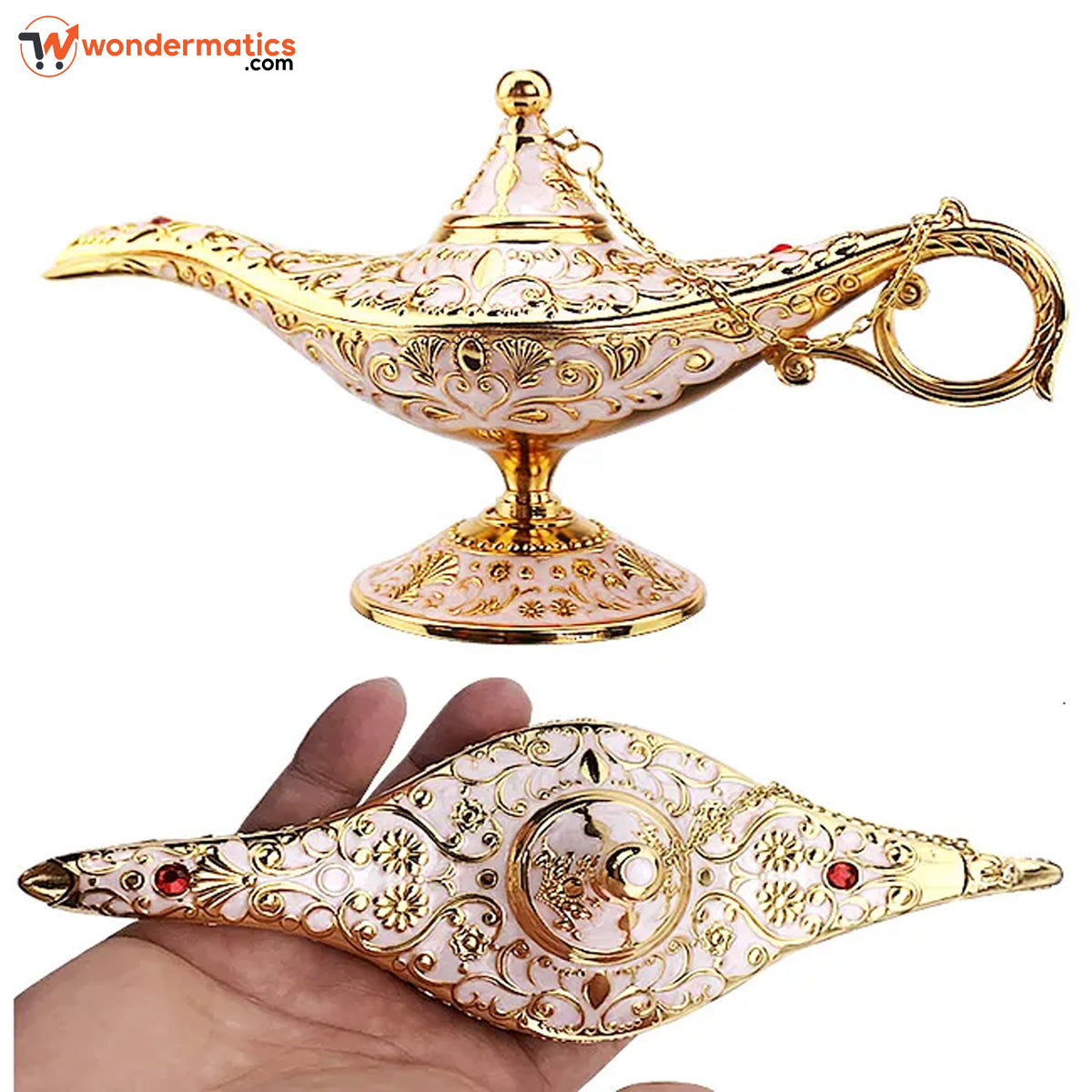 Antique Brass Genie Lamp – Aladdin Chiragh Replica for Office and Home Decoration