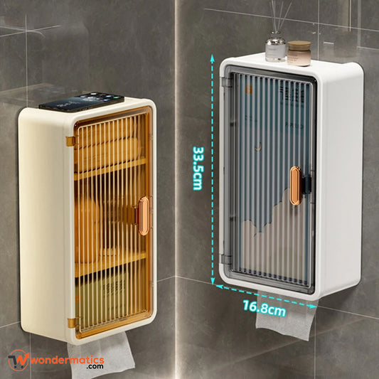 Multipurpose bathroom wall cabinet with built-in tissue holder for modern storage