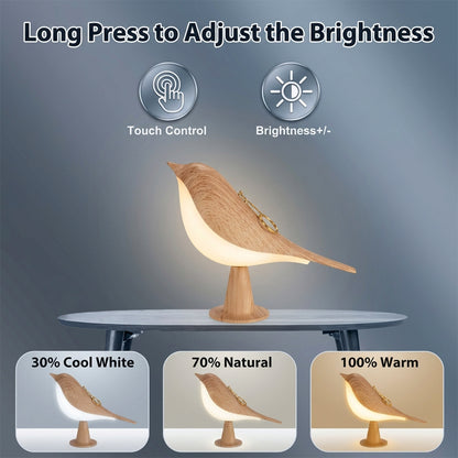 Bird LED night light displaying 3 different color light modes