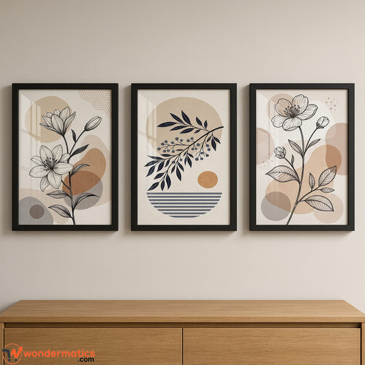 Close-up of BOHO Artwork Wall Frame with Black Color Frame and Front Glass Protection, 14x18 Inches, Available in Pakistan