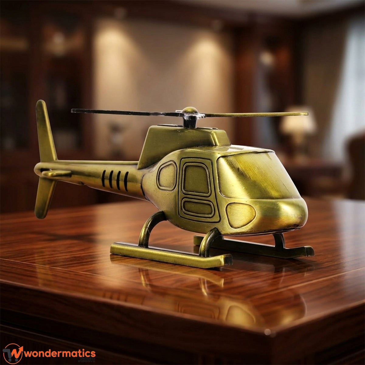 Vintage style brass finish helicopter miniature showpiece
