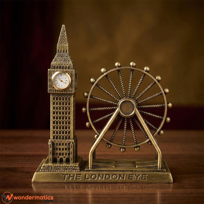 Bronze-tone metal showpiece featuring Big Ben and the London Eye