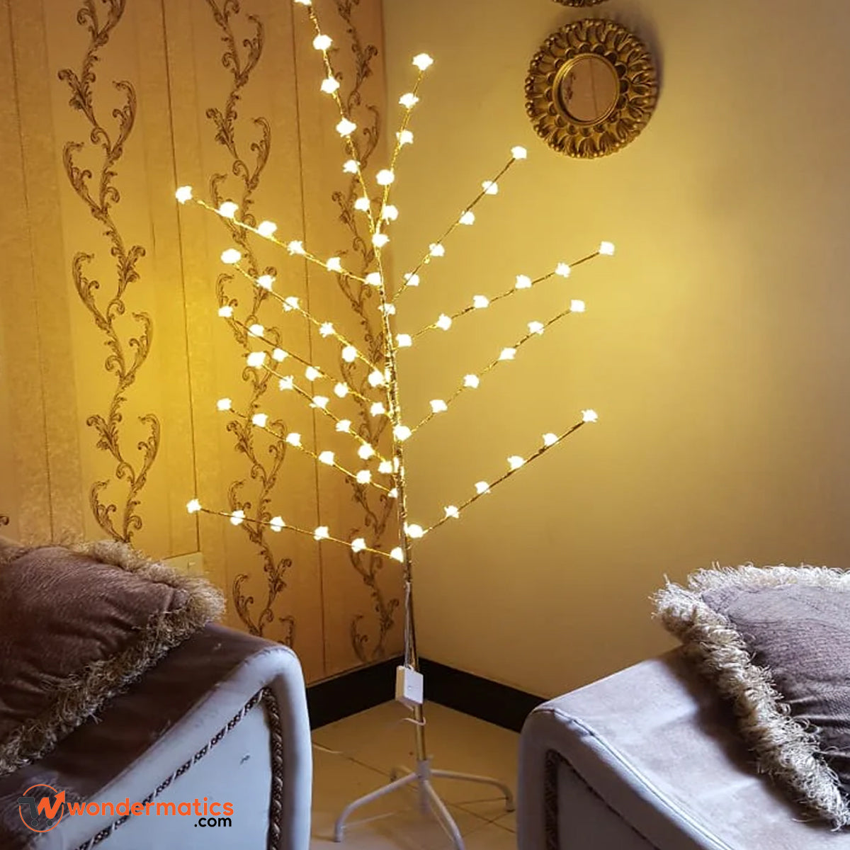 Cherry blossom LED floor lamp with glowing floral lights for home decor