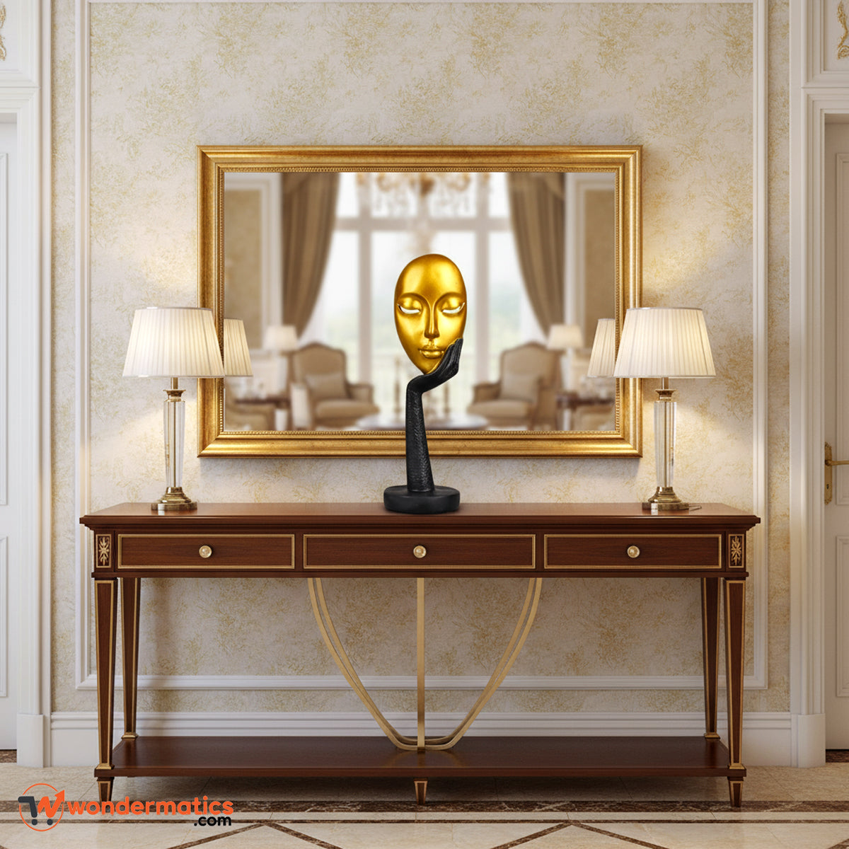 Contemporary gold face figurine – artistic resin statue for modern home decor