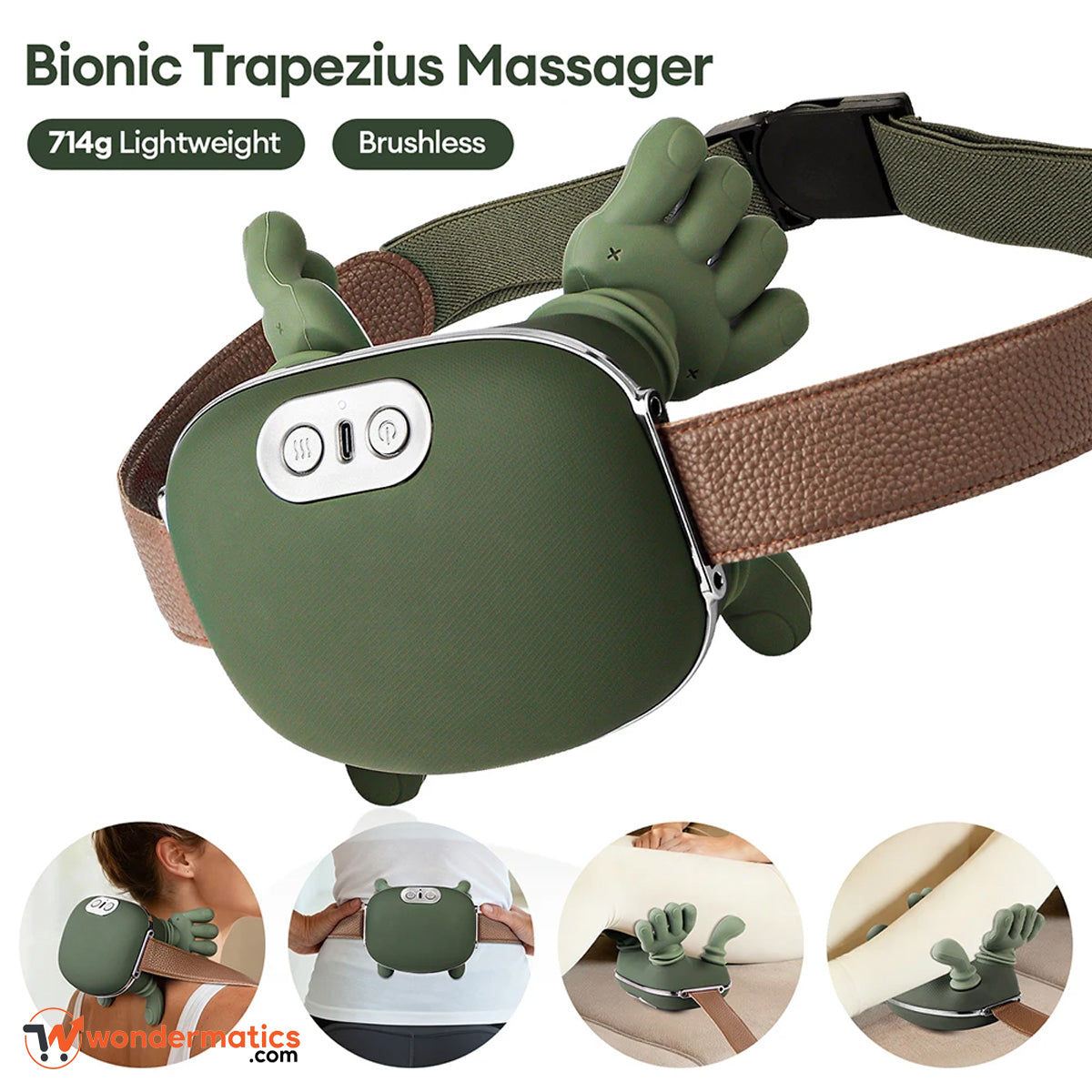 Rechargeable hands-free massager for neck, shoulders, back, and arms