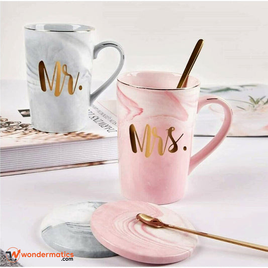 Elegant ceramic couple mugs gift set