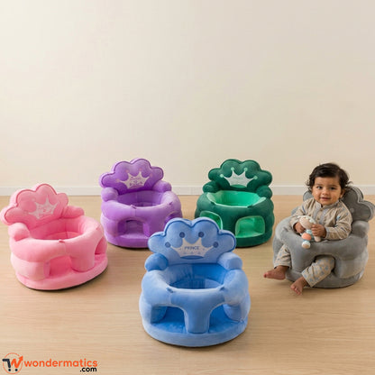 Plush crown baby floor seat with Prince and Princess design