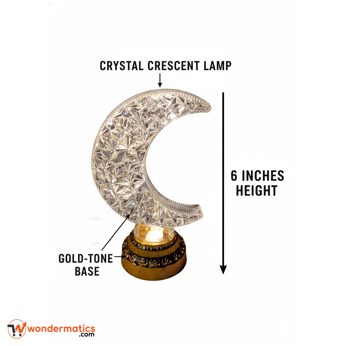 Crystal moon night lamp cordless table light for home decor