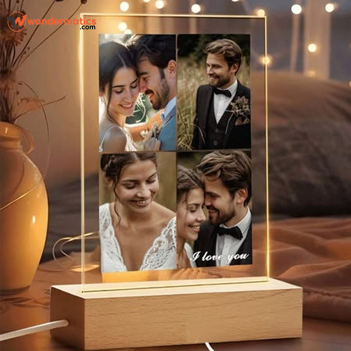 Custom acrylic photo lamp with name and LED light