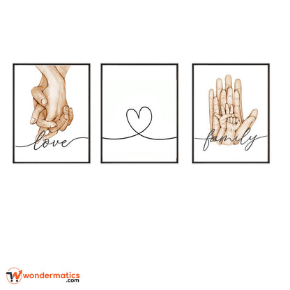 Custom love family hand design photo frames set of 3 personalized wall art home decor