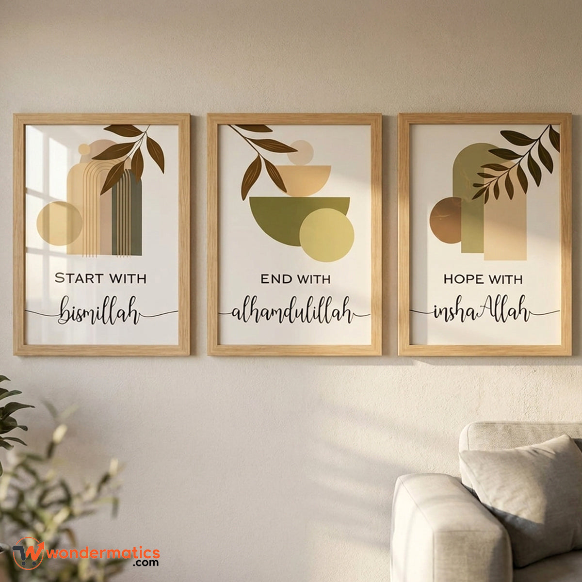 Customizable Islamic Picture Frames Set for Wall Decor with Premium Wooden Finish
