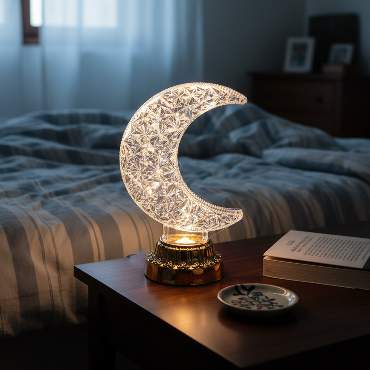 Decorative crystal moon lamp portable table light for room decor