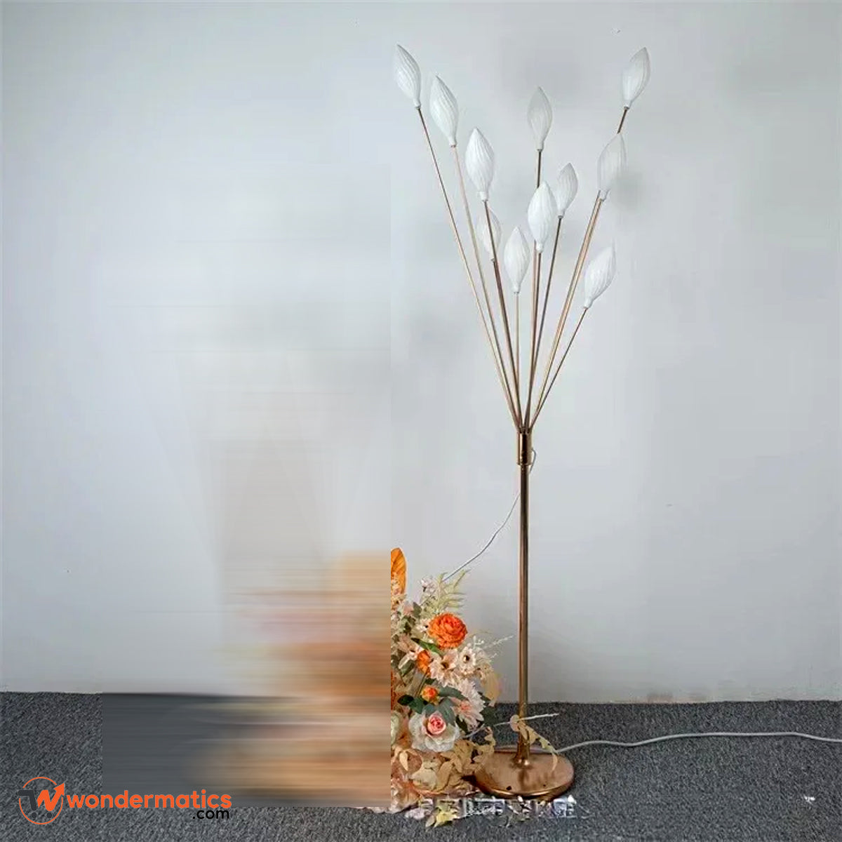 Decorative golden fancy lamp for floor with ambient light