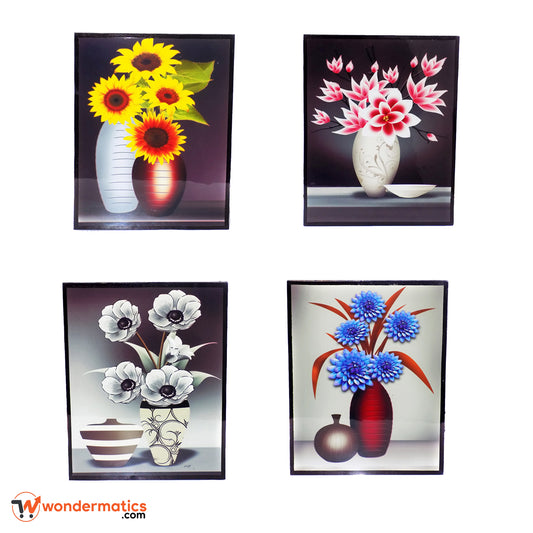Premium wooden wall frames featuring flower art digital prints, perfect for living room decoration
