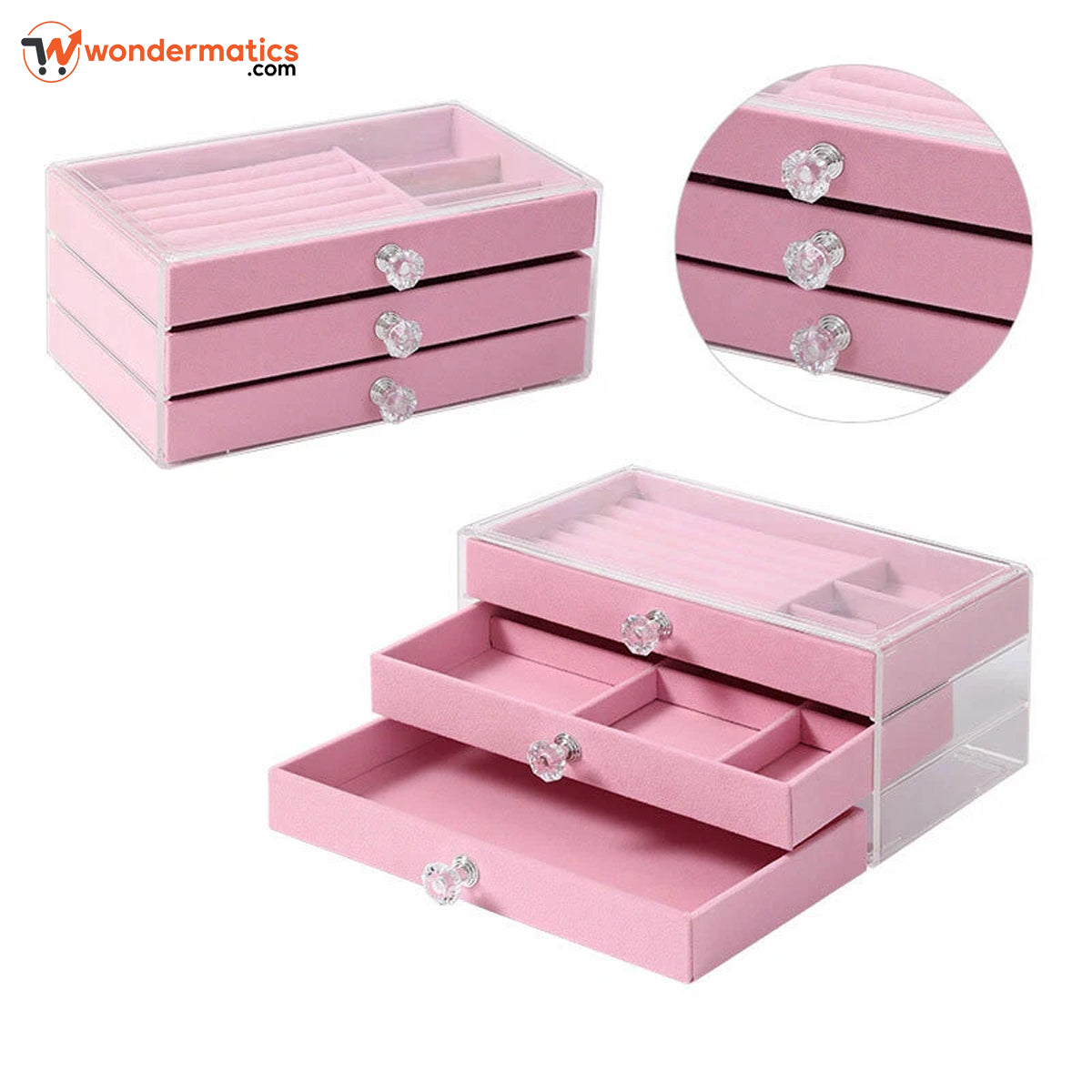 Dustproof Acrylic Jewelry Box with Velvet Drawer Lining for Bracelets