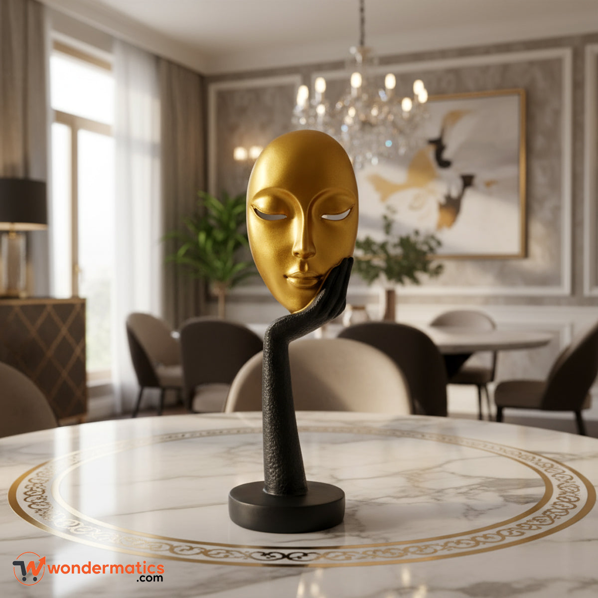 Elegant abstract woman sculpture – gold face art piece for home and office decor