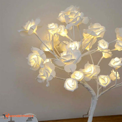 Elegant Decorative Rose Flower Lamp in White & Pink