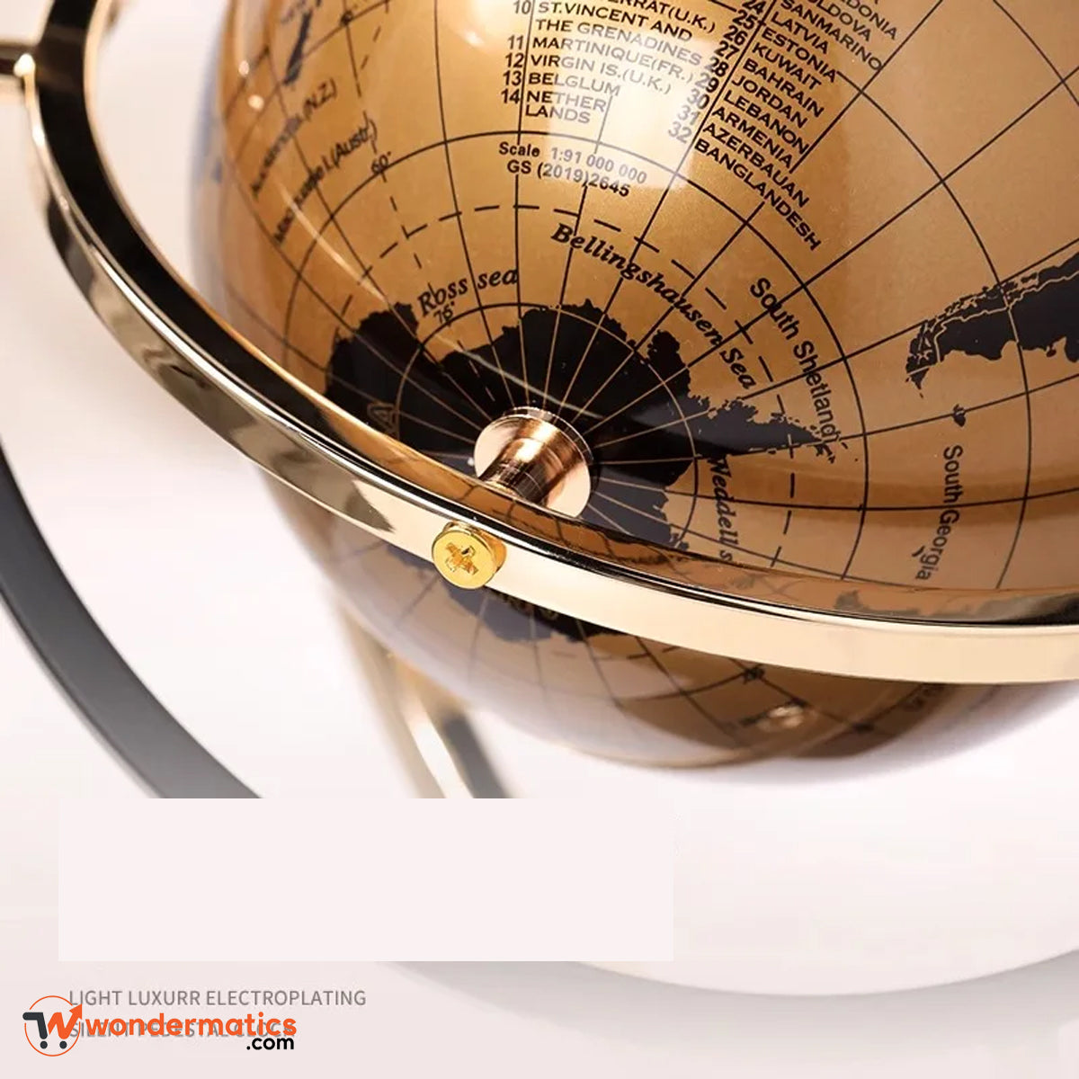 Elegant decorative world map globe with stylish wooden base for study or desk