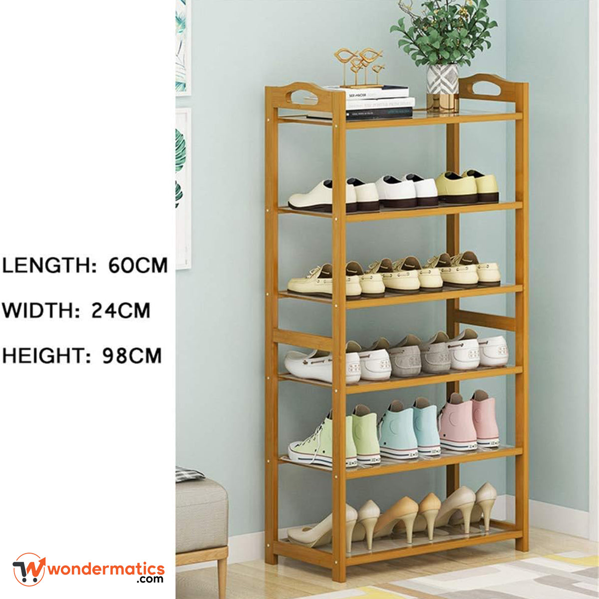 Eco-friendly bamboo wooden shoe rack for home and entryway organization