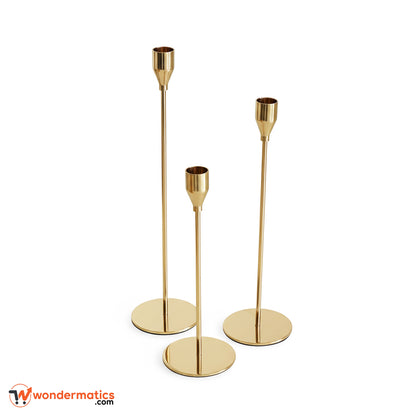 gold candle holders set used as dining table centerpiece decoration