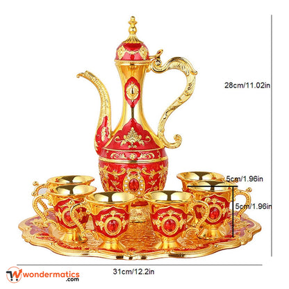 Gold plated Turkish tea and coffee set for decorative display and gifting