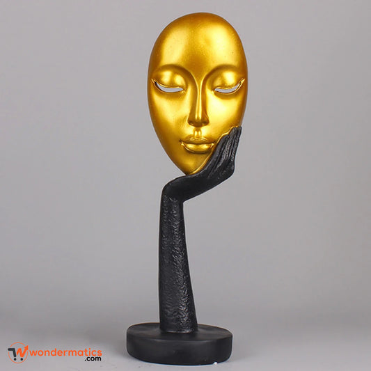 Golden thinker woman statue – elegant resin art piece for office and living room