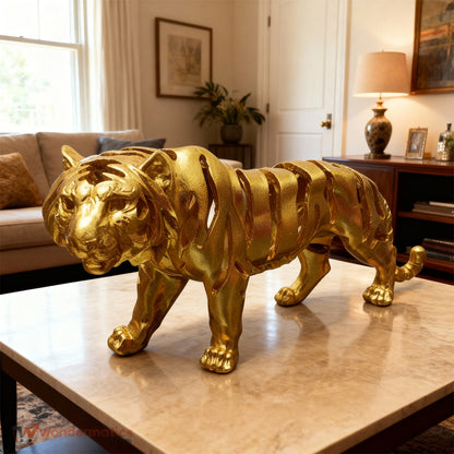 Golden tiger decorative showpiece symbol of power and success