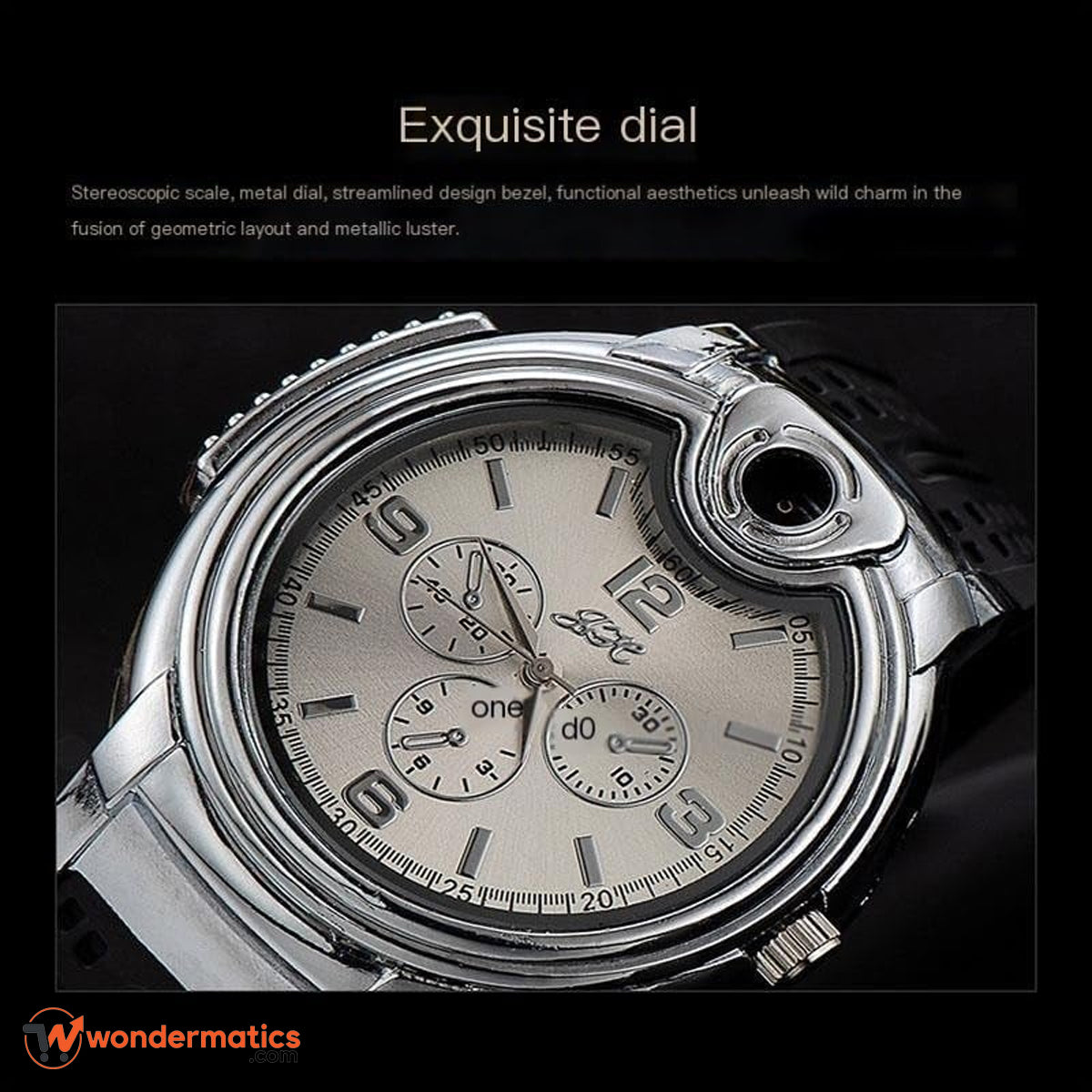 Fashionable men's watch with hidden lighter