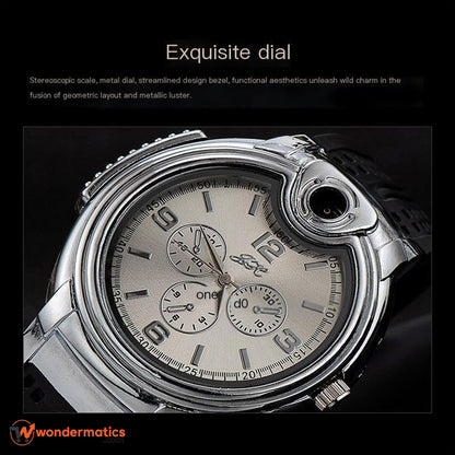 Fashionable men's watch with hidden lighter