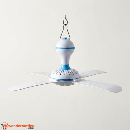 Small ceiling hook fan hanging in a living room and store for cooling