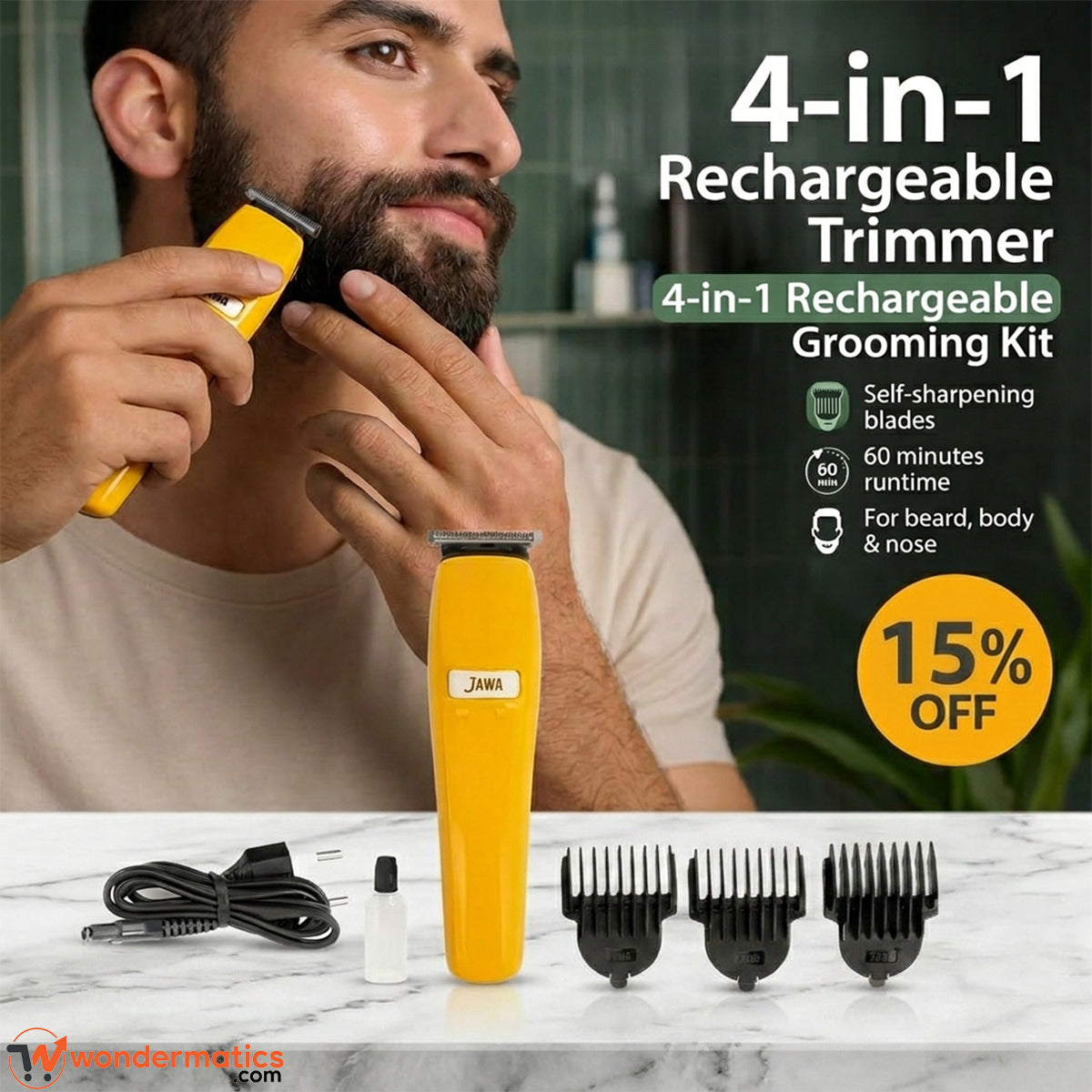 Jawa JW-824 professional hair trimmer for men with T-blade precision cutting
