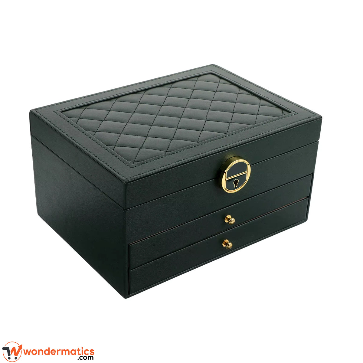 Black jewelry box with dedicated earring and necklace organizer sections for vanity storage