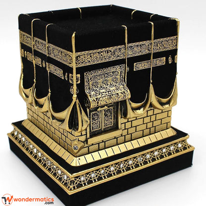 Front view of Islamic Kaaba replica showpiece with calligraphy detailing