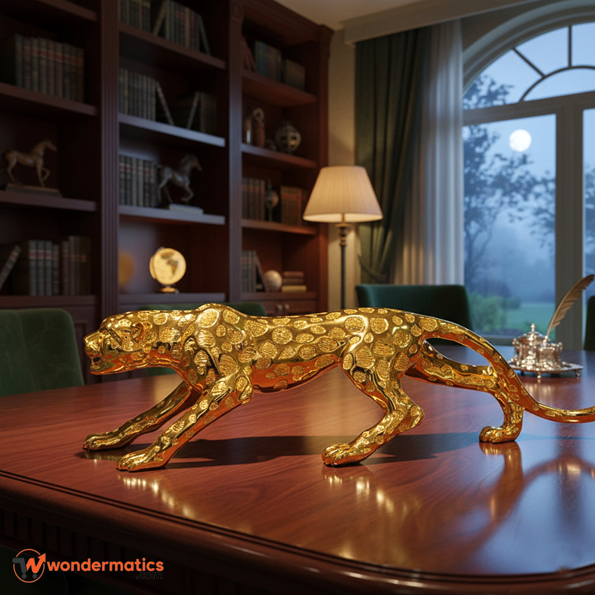 large golden leopard statue premium resin metal animal decor